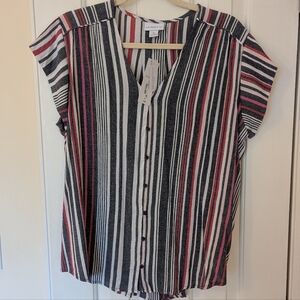 NWT gauzy lightweight button-down Short-sleeved blouse, Liz Claiborne, XL